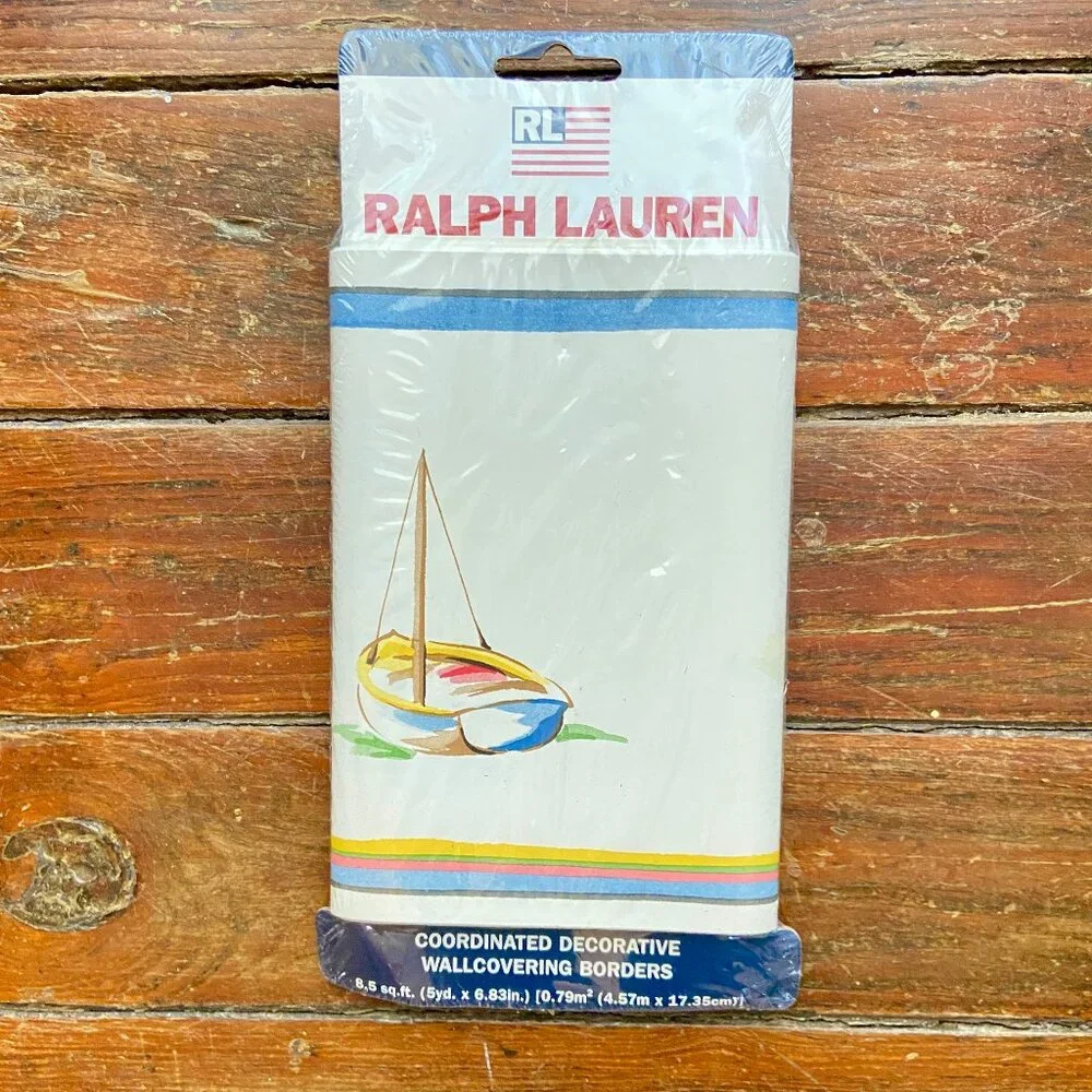 Vintage 1 Roll RALPH LAUREN Seacliff Sky Wallpaper Border 6.83